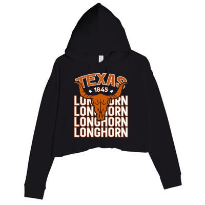 Texas 1845 Vintage Longhorn Western Crop Fleece Hoodie