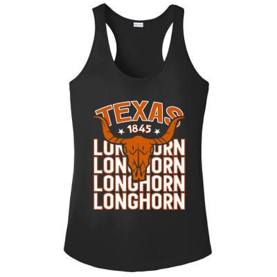 Texas 1845 Vintage Longhorn Western Ladies PosiCharge Competitor Racerback Tank