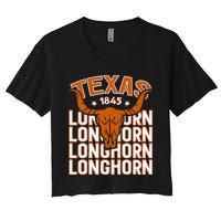 Texas 1845 Vintage Longhorn Western Women's Crop Top Tee