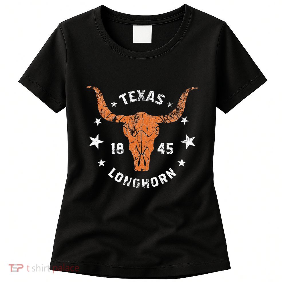 Texas 1845 Vintage Longhorn Cowboy And Rodeo Fan Womens T-Shirt