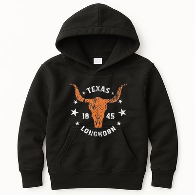 Texas 1845 Vintage Longhorn Cowboy And Rodeo Fan Kids Hoodie