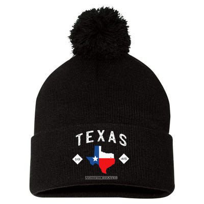 Texas 1845 Vintage United States Pom Pom 12in Knit Beanie