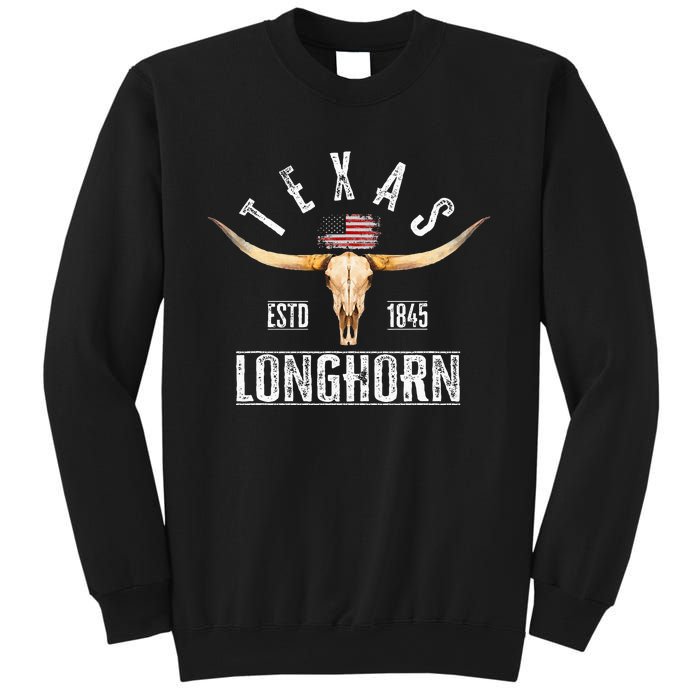 Texas 1845 Vintage With Longhorn Cattle Breed Sweatshirt