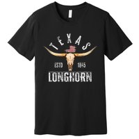 Texas 1845 Vintage With Longhorn Cattle Breed Premium T-Shirt