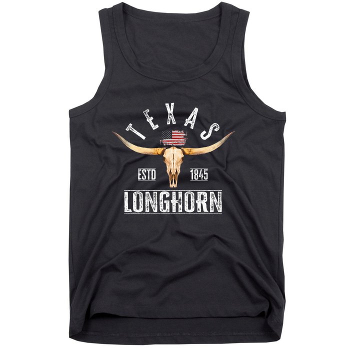 Texas 1845 Vintage With Longhorn Cattle Breed Tank Top