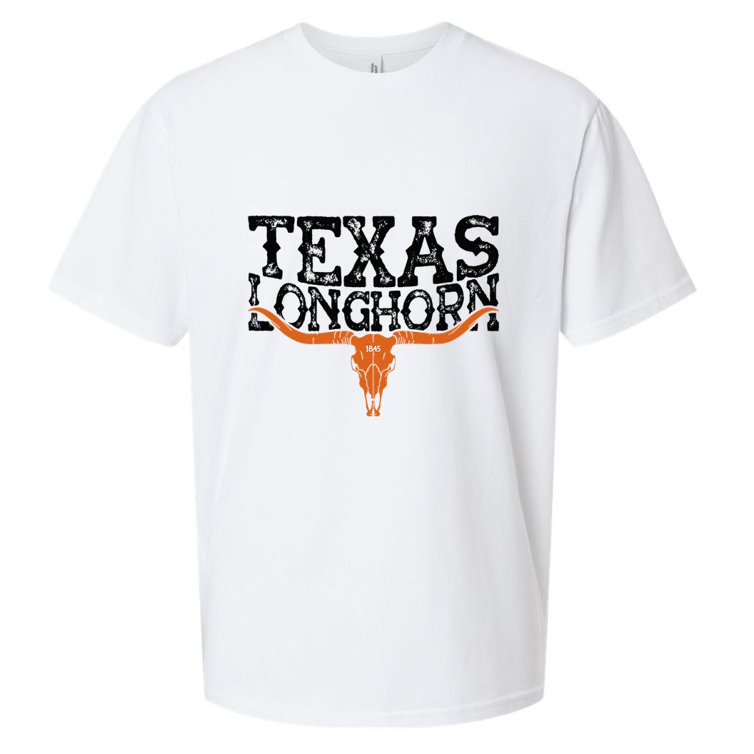 Texas 1845 Vintage Longhorn Cowboy And Rodeo Fan Sueded Cloud Jersey T-Shirt
