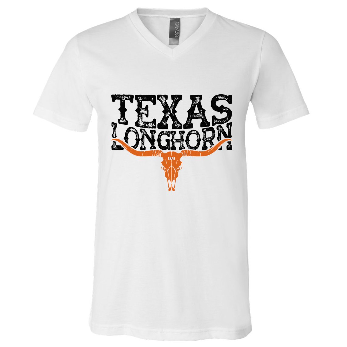 Texas 1845 Vintage Longhorn Cowboy And Rodeo Fan V-Neck T-Shirt
