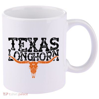 Texas 1845 Vintage Longhorn Cowboy And Rodeo Fan 11oz C Handle Ceramic Mug