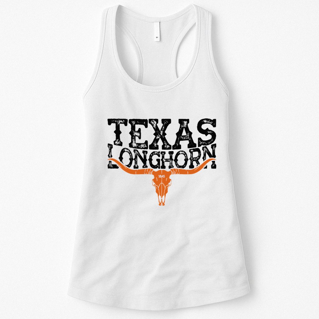 Texas 1845 Vintage Longhorn Cowboy And Rodeo Fan Womens Tank Top