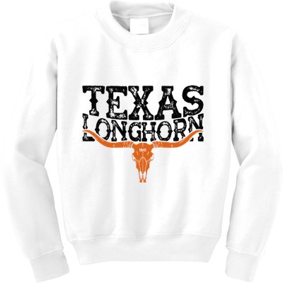 Texas 1845 Vintage Longhorn Cowboy And Rodeo Fan Kids Sweatshirt