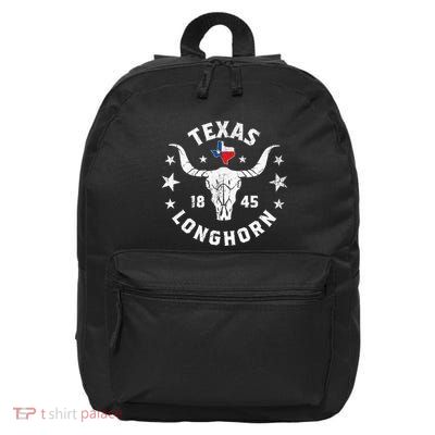 Texas 1845 Vintage Longhorn Cowboy And Rodeo Fan 16 in Basic Backpack