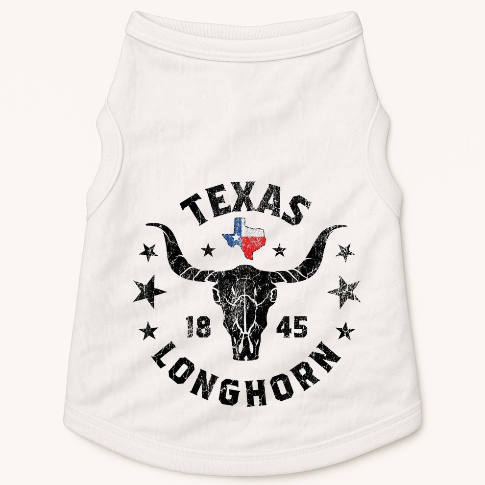 Texas 1845 Vintage Longhorn Cowboy And Rodeo Fan Doggie Tank