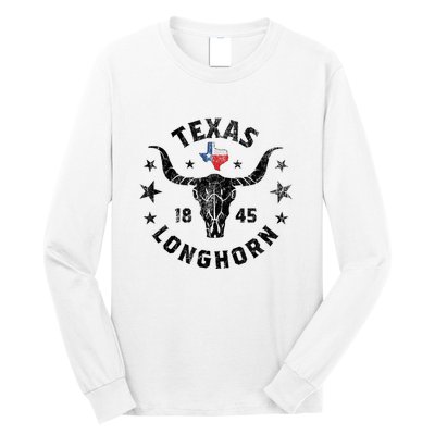 Texas 1845 Vintage Longhorn Cowboy And Rodeo Fan Long Sleeve Shirt