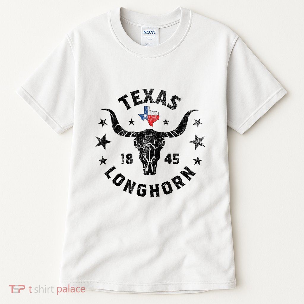 Texas 1845 Vintage Longhorn Cowboy And Rodeo Fan Tall T-Shirt