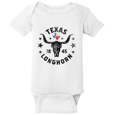 Texas 1845 Vintage Longhorn Cowboy And Rodeo Fan Baby Bodysuit