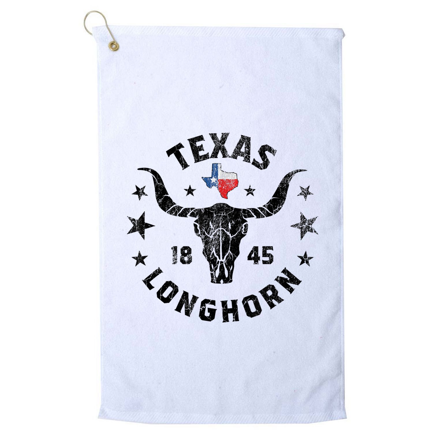 Texas 1845 Vintage Longhorn Cowboy And Rodeo Fan Golf Towel