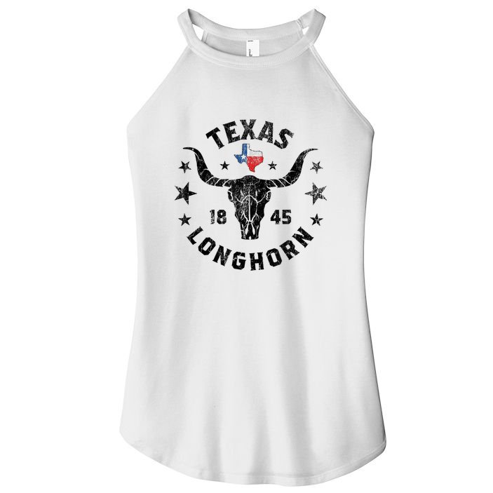 Texas 1845 Vintage Longhorn Cowboy And Rodeo Fan Women's Perfect Tri Rocker Tank