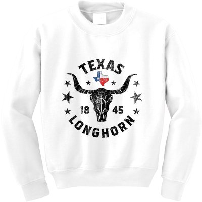 Texas 1845 Vintage Longhorn Cowboy And Rodeo Fan Kids Sweatshirt