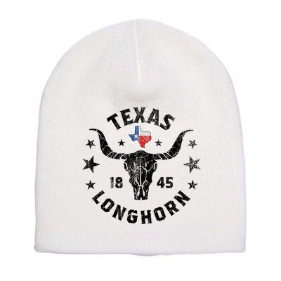Texas 1845 Vintage Longhorn Cowboy And Rodeo Fan Short Acrylic Beanie