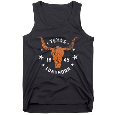 Texas 1845 Vintage Longhorn Cowboy And Rodeo Fan Tank Top
