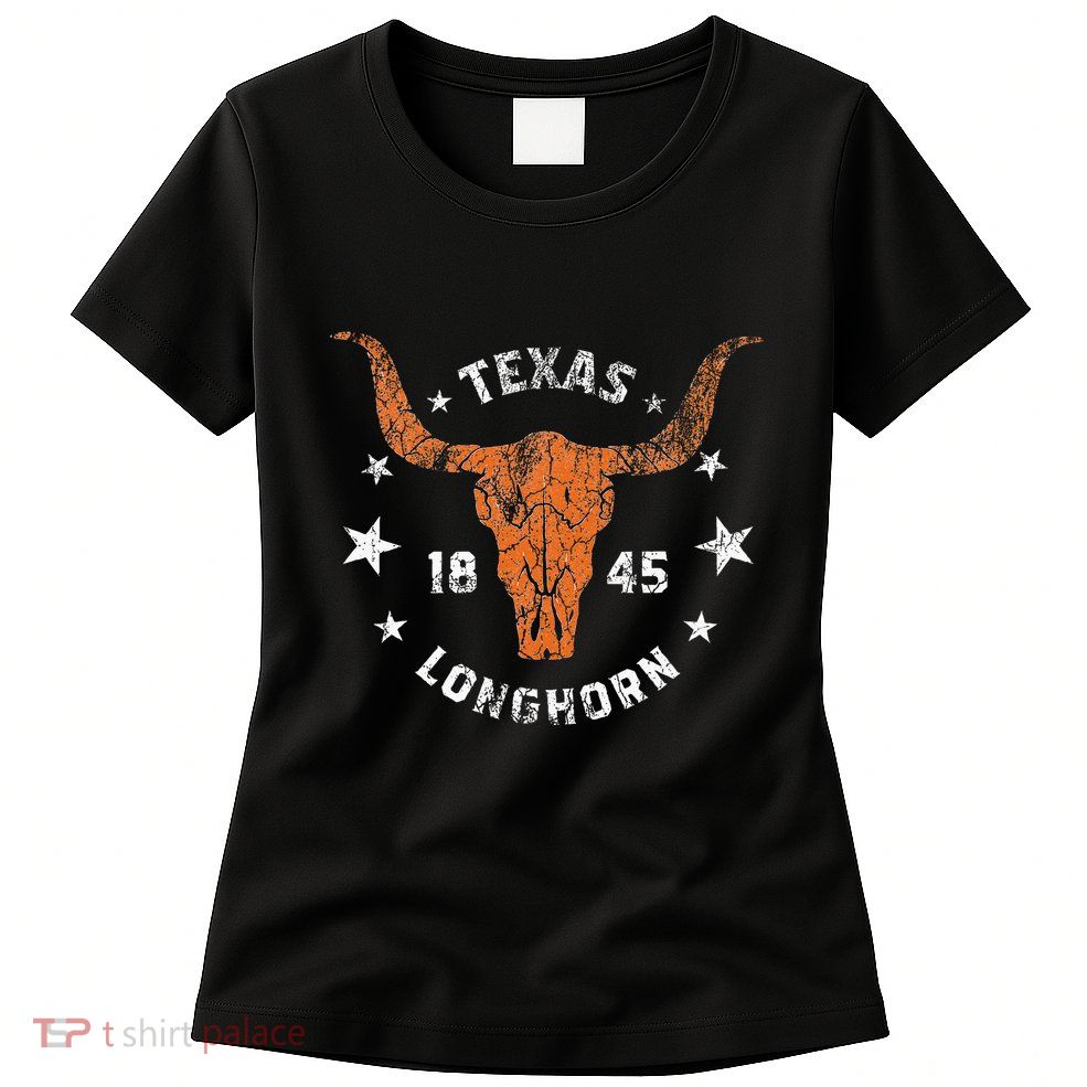 Texas 1845 Vintage Longhorn Cowboy And Rodeo Fan Womens T-Shirt