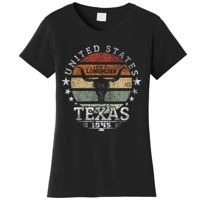 Texas 1845 Vintage Longhorn Cowboy And Rodeo Fan Women's T-Shirt