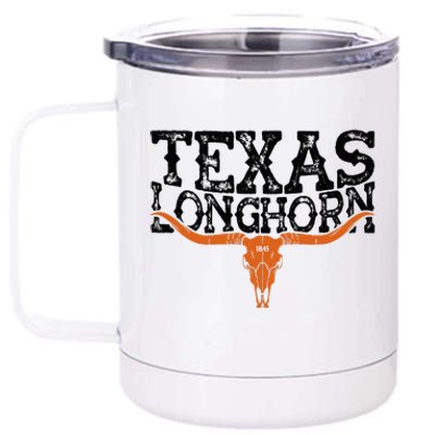 Texas 1845 Vintage Longhorn Cowboy And Rodeo Fan 12 oz Stainless Steel Tumbler Cup