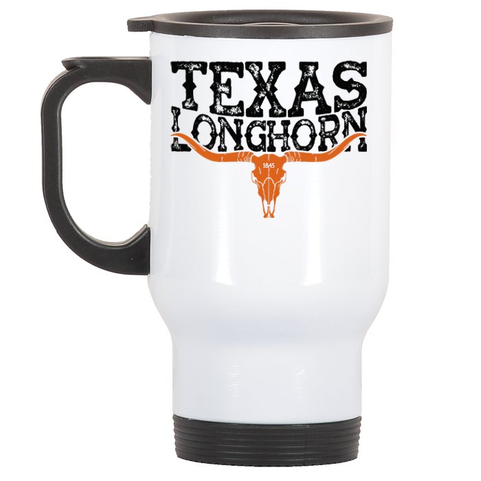 Texas 1845 Vintage Longhorn Cowboy And Rodeo Fan Stainless Steel Travel Mug