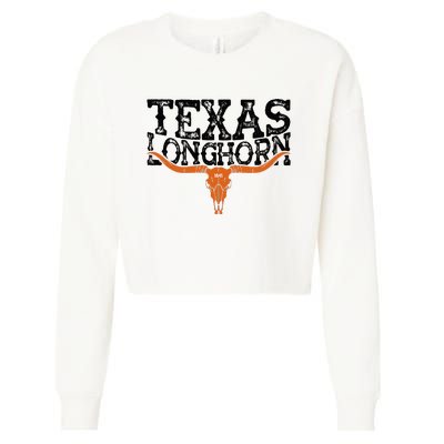 Texas 1845 Vintage Longhorn Cowboy And Rodeo Fan Cropped Pullover Crew