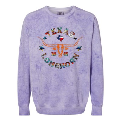 Texas 1845 Vintage Longhorn Cowboy Western Cow Mama Colorblast Crewneck Sweatshirt