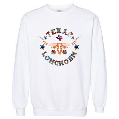 Texas 1845 Vintage Longhorn Cowboy Western Cow Mama Garment-Dyed Sweatshirt