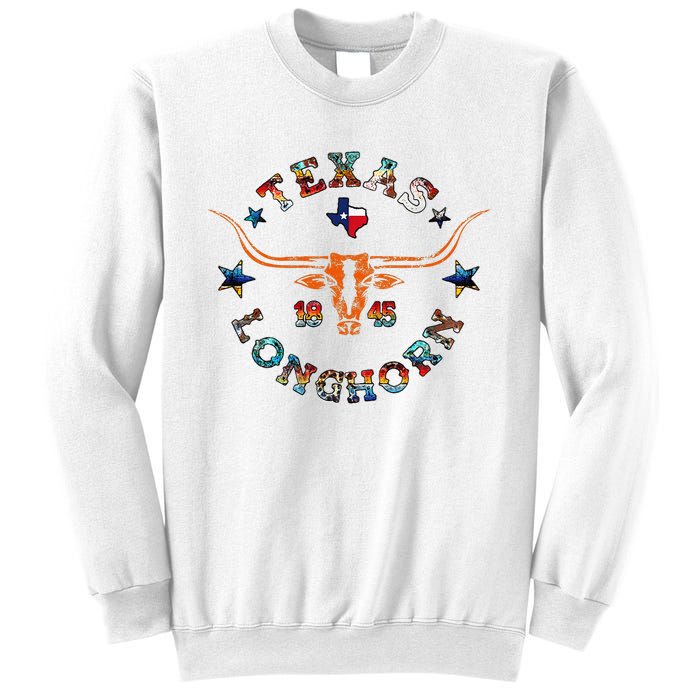 Texas 1845 Vintage Longhorn Cowboy Western Cow Mama Sweatshirt