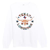 Texas 1845 Vintage Longhorn Cowboy Western Cow Mama Premium Crewneck Sweatshirt