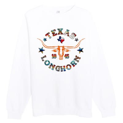 Texas 1845 Vintage Longhorn Cowboy Western Cow Mama Premium Crewneck Sweatshirt