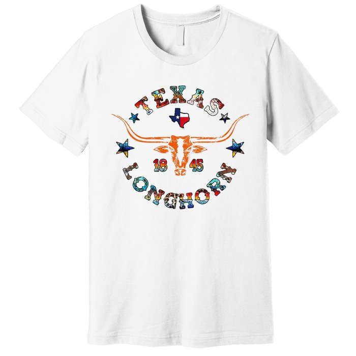 Texas 1845 Vintage Longhorn Cowboy Western Cow Mama Premium T-Shirt