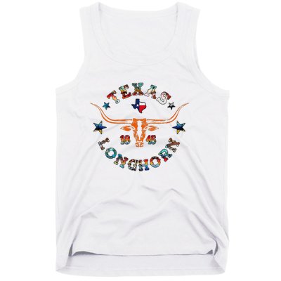 Texas 1845 Vintage Longhorn Cowboy Western Cow Mama Tank Top