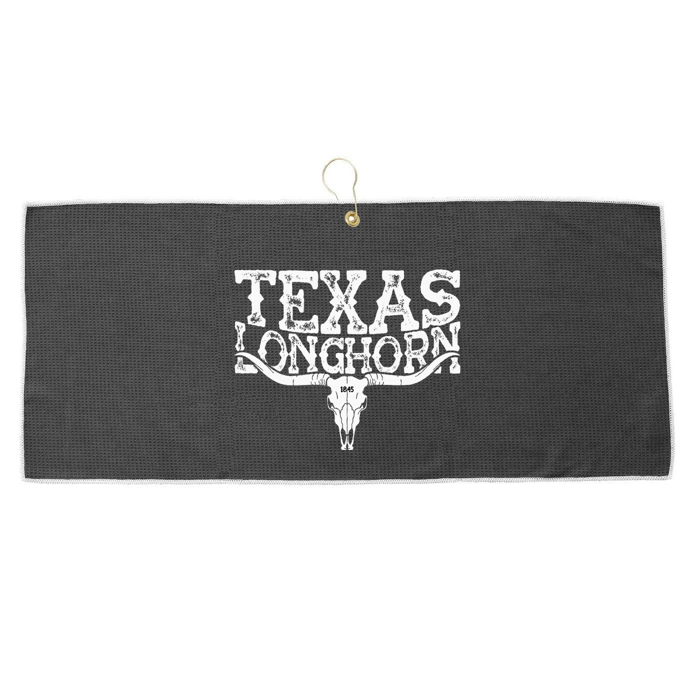 Texas 1845 Vintage Longhorn Cowboy And Rodeo Fan Large Microfiber Waffle Golf Towel