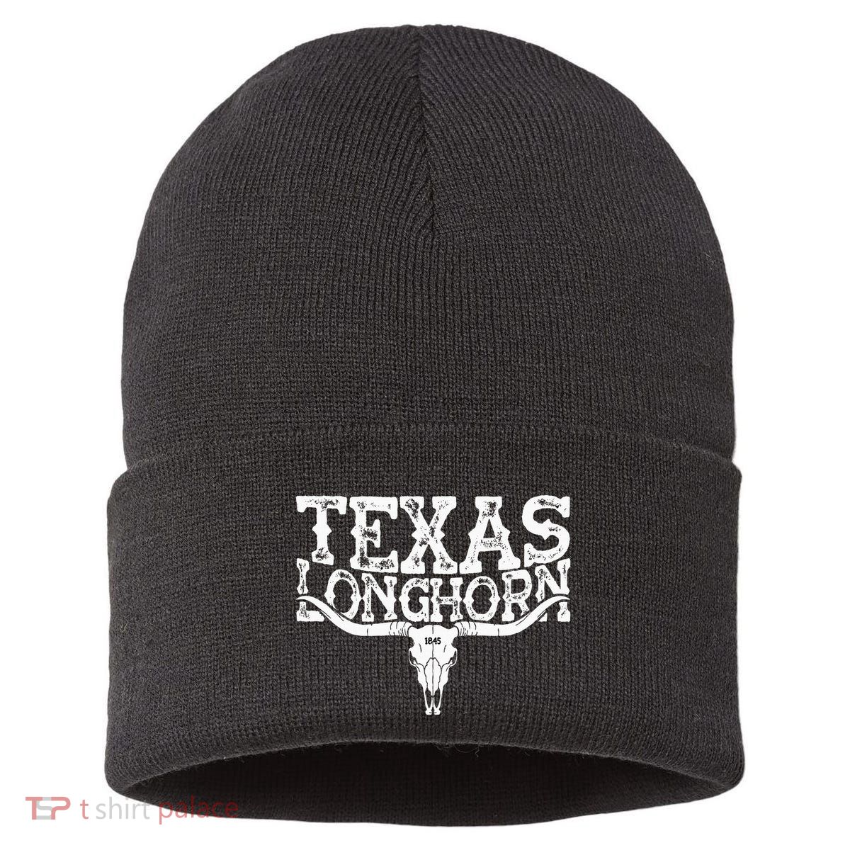 Texas 1845 Vintage Longhorn Cowboy And Rodeo Fan Sustainable Knit Beanie