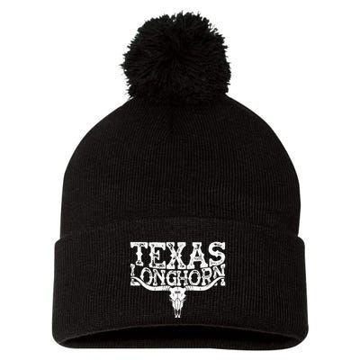 Texas 1845 Vintage Longhorn Cowboy And Rodeo Fan Pom Pom 12in Knit Beanie