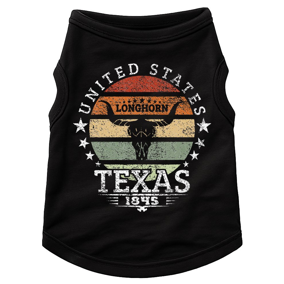 Texas 1845 Vintage Longhorn Cowboy And Rodeo Fan Doggie Tank