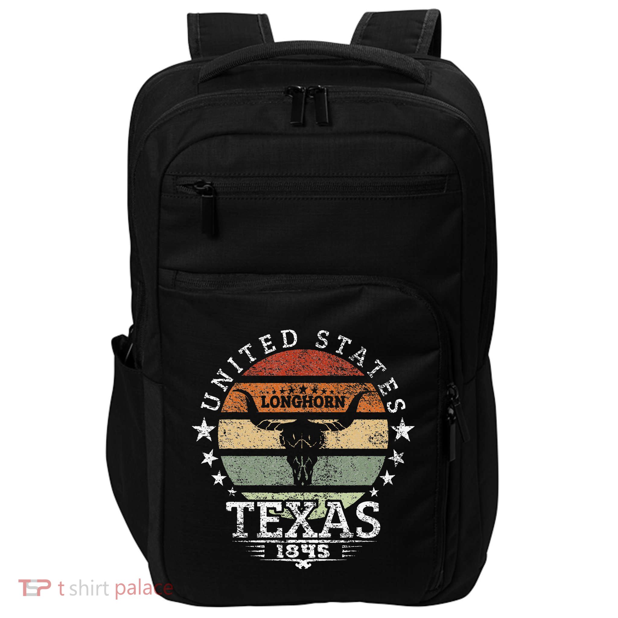 Texas 1845 Vintage Longhorn Cowboy And Rodeo Fan Impact Tech Backpack