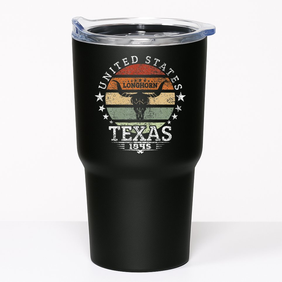 Texas 1845 Vintage Longhorn Cowboy And Rodeo Fan Tumbler