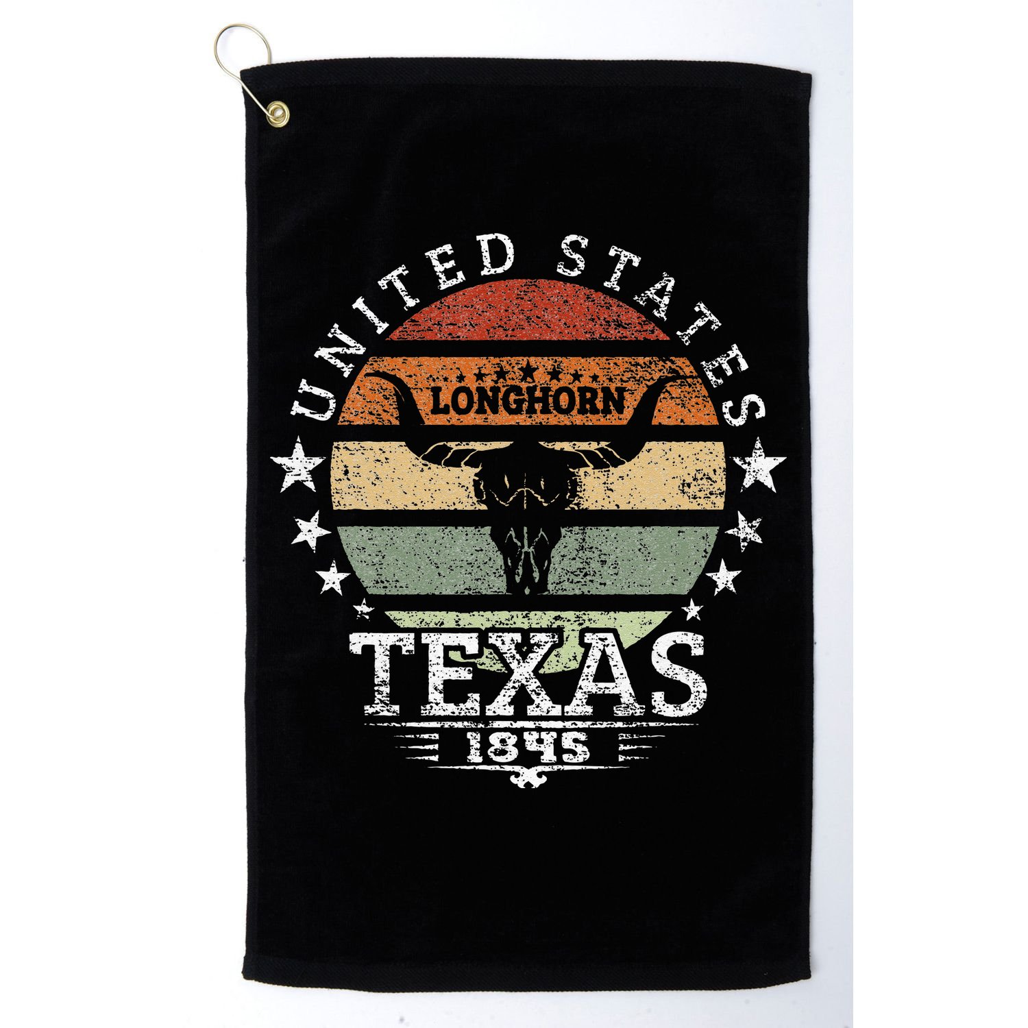 Texas 1845 Vintage Longhorn Cowboy And Rodeo Fan Golf Towel