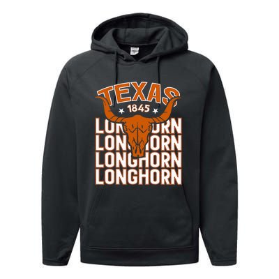 Texas 1845 Vintage Longhorn Western Performance Fleece Hoodie