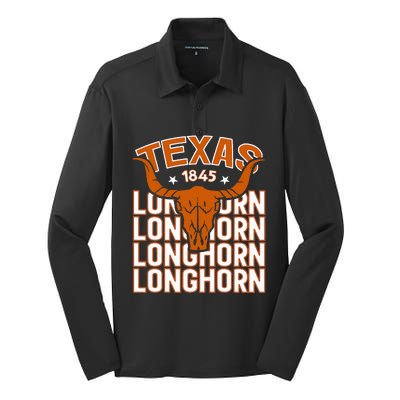 Texas 1845 Vintage Longhorn Western Silk Touch Performance Long Sleeve Polo