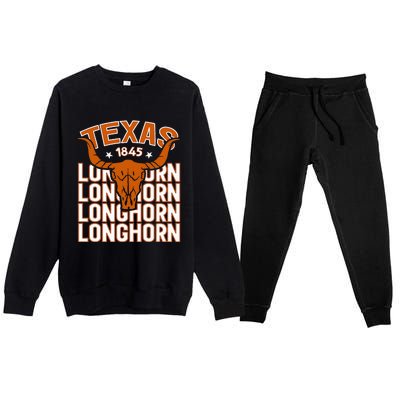 Texas 1845 Vintage Longhorn Western Premium Crewneck Sweatsuit Set