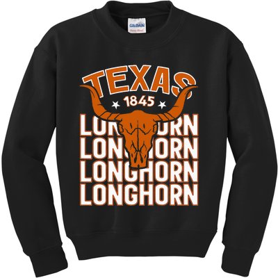 Texas 1845 Vintage Longhorn Western Kids Sweatshirt