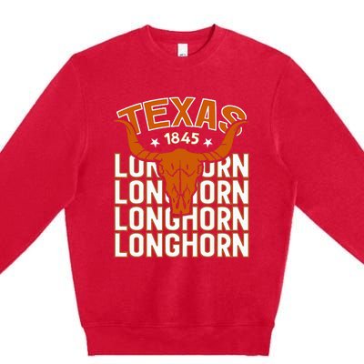 Texas 1845 Vintage Longhorn Western Premium Crewneck Sweatshirt