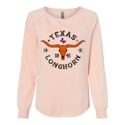 Texas 1845 Vintage Longhorn Cowboy And Rodeo Fan Womens California Wash Sweatshirt