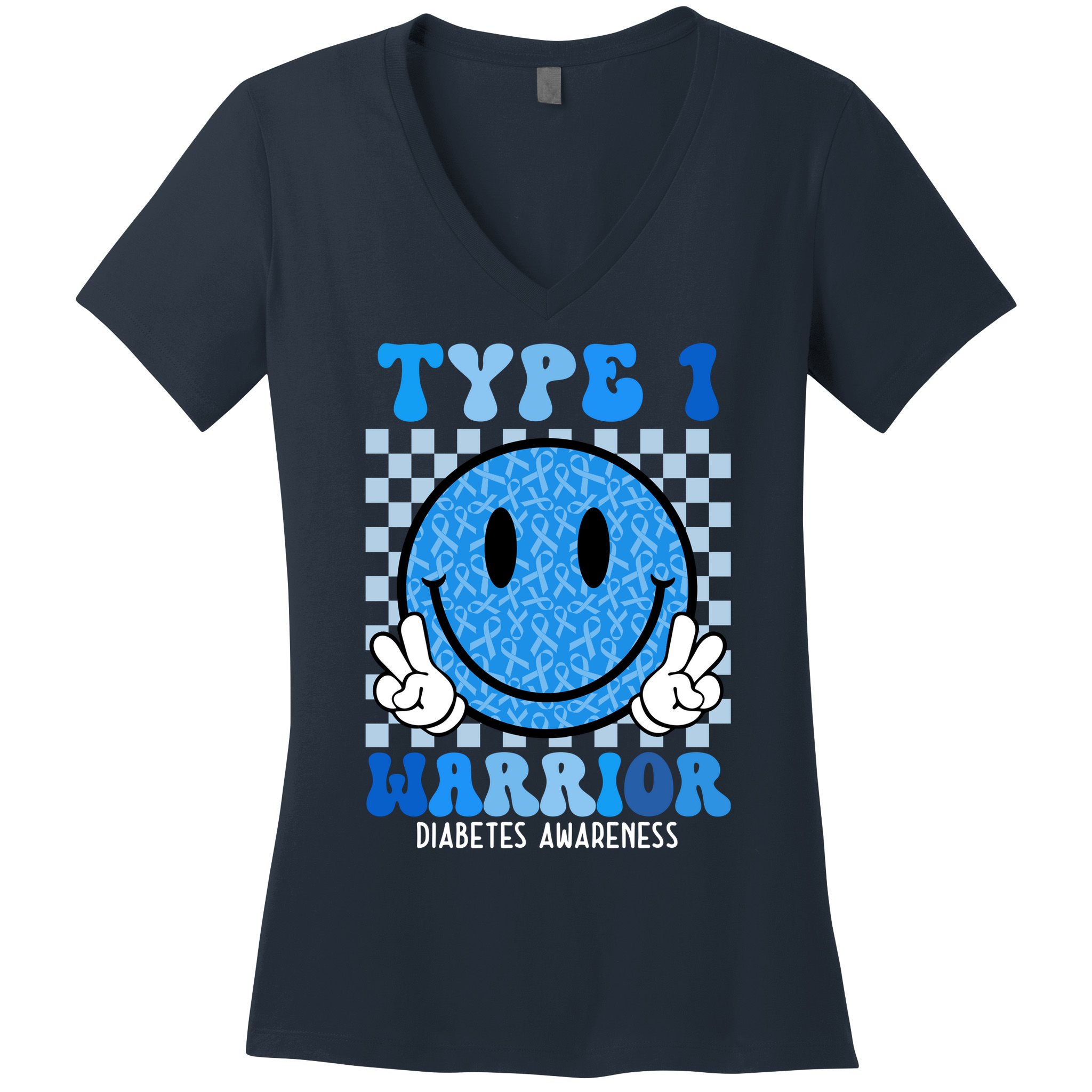 Type 1 Warrior Diabetes Awareness Women's V-Neck T-Shirt